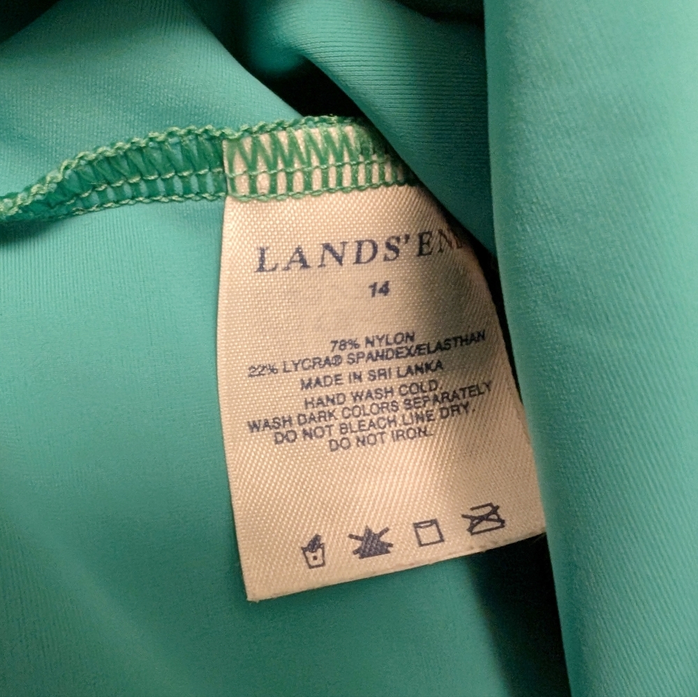 LANDS END Tankini Swimsuit Top AquaTerra Active Separates Sporty Aqua Green 14 - Picture 6 of 10